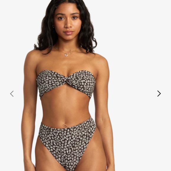 RVCA Other - RVCA Floral Black Bandeau Bikini Set